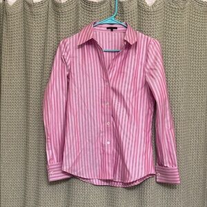 Business chic Theory Pink and White Striped Button Down Shirt 💕